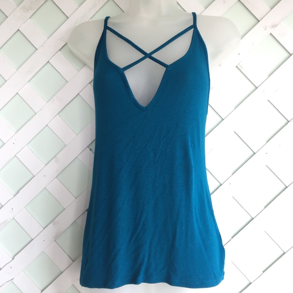 EXPRESS ONE ELEVEN Spaghetti Strap Ribbed Tank